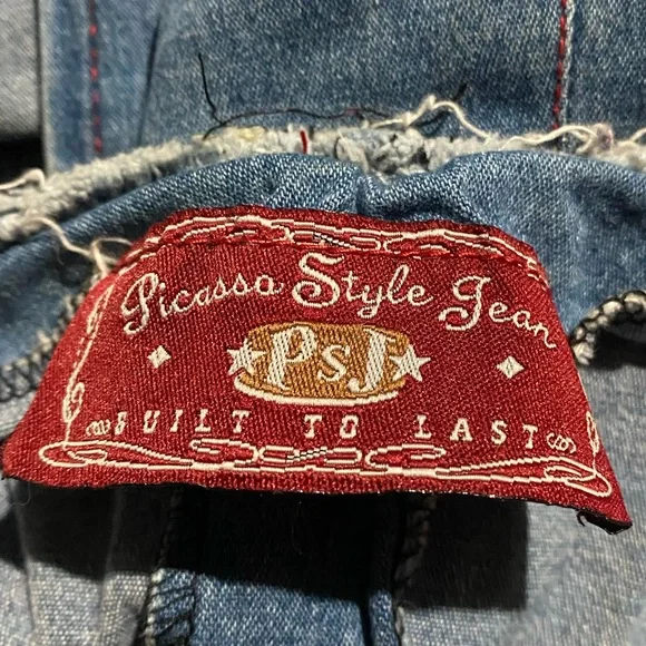 βΌοΈNOW SOLD βΌοΈ 1990s VINTAGE PICASSO RARE Brittney Spears Denim Patchwork - Picture 6 of 6